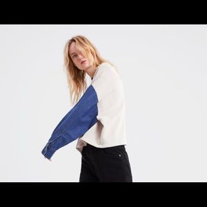 Zara T-shirt with denim sleeves